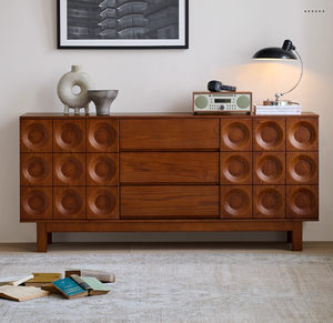 خزانة جانبية فاخرة أوروبية عتيقة ، خزانة خشبية صلبة لغرفة المعيشة ، خزانة تلفزيون - Product Image 1