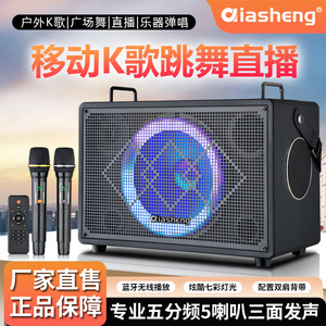 QIASHENG Square Dance <b>Speaker</b> Portable Trolley With 2 Wireless <b>Microphones</b> Rechargeable Battery High Power Outdoor Karaoke - Product Image 5