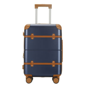 <span class=keywords><strong>Retro</strong></span> Reisekoffer Set Anti-Kratzer ABS Gepäckset mit Beauty Case Braun PU Leder Deko Streifen Kunststoff Eck schutz - Product Image 6