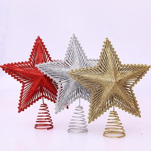 Décoration de sapin de Noël en forme d'étoile 3D en métal, étoile creuse à paillettes pour Noël - Product Image 3