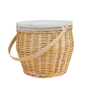 Factory Dropshipping New Wicker Handwoven Insulated With Lid Handle Picnic Basket Box Cooler Portable Storage Basket