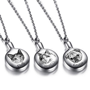 Collier circulaire en acier inoxydable avec pendentif pour animaux de compagnie, <span class=keywords><strong>avatar</strong></span> <span class=keywords><strong>photo</strong></span> personnalisé pour femmes et hommes - Product Image 1