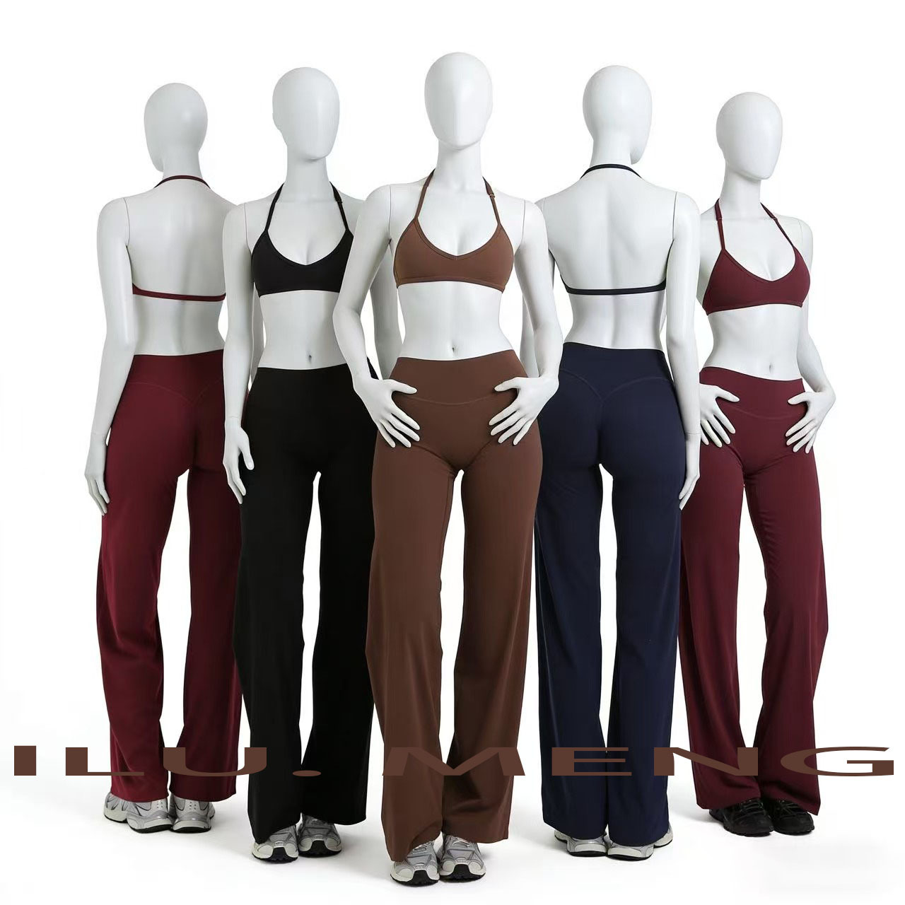 Womens Gym Clothes Slim Fit Open Back Yoga Bra Tummy Control Fitness Loose Pants 2 Pcs Sportswear Yoga Sets For Women