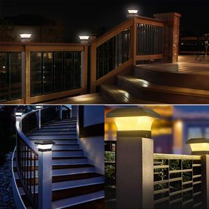 Lampes solaires pour poteaux de clôture, étanches IP65, angle de faisceau 360°, capteur de lumière, rechargeables, pour poteaux en bois de jardin extérieur - Product Image 3