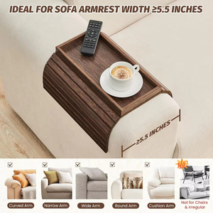 Plateau de canapé portable en bambou à un seul niveau avec support de rangement pliable et porte-gobelet pour <span class=keywords><strong>la</strong></span> vaisselle, les aliments et les outils de salon - Product Image 5