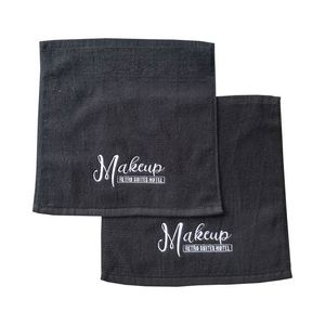 Serviette de toilette en coton noir personnalisée 30*30 cm avec broderie de logo - Product Image 3