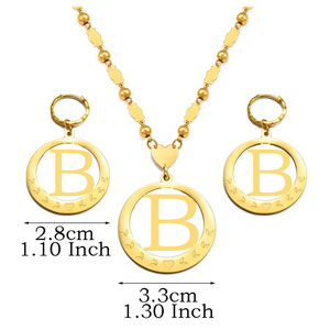 Collares y Pendientes <span class=keywords><strong>con</strong></span> Colgante Hawaiano de Guam, Conjuntos <span class=keywords><strong>con</strong></span> Iniciales, Chapados en Oro, Alfabeto de Micronesia de la A a la Z, Joyería <span class=keywords><strong>con</strong></span> Letras Inglesas # 076921S - Product Image 2