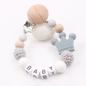 Cadenas de silicona para chupetes de bebé con clip, diseño de luna, personalizables con nombre, para niños, sets de productos <span class=keywords><strong>2022</strong></span>, cadena de chupete DIY - Product Image 1
