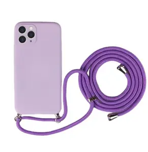 Colar Cordão Ombro Corda Cordão Colorido Silicone capa de telefone para iPhone 14 Pro Max capa com alças iPhone 15 Pro Max