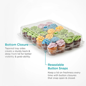 Bon marché, 1 2 <span class=keywords><strong>4</strong></span> 6 12 24 Porte-cupcakes géants transparents pour muffins, boîtes avec couvercle hermétique connecté - Product Image 5
