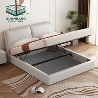 Meubles de chambre à coucher au design moderne, lit de luxe en cuir pour hôtel et appartement avec tête de lit, lit queen ou king avec rangement