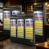 Réfrigérateur Vitrine Commercial Haute et Élancée à Porte Simple en Verre Noir Mat avec Serrure pour Café, Restaurant, Refroidisseur de Boissons