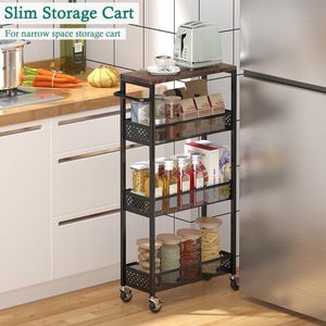 Narrow Laundry <b>Cart</b> 3 Tier Metal <b>Storage</b> Rack With Wheels For Bathroom Kitchen Organization - Product Image 4