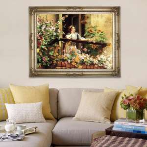 Tốt Nhất Người Bán 100% Handmade Phụ Nữ Với Hoa Bức Tranh Tường Acrylic Áp phích Vải Sơn Dầu Vẽ Tay Bức Tranh Và Tường Nghệ Thuật - Product Image 4