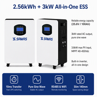 Station d'énergie solaire tout-en-un 3KW 2.56KWh LiFePO4 3.6KW MPPT Hybride Hors Réseau UPS Extensible 38KWh pour la Maison