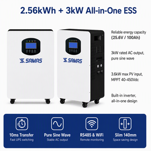 Station d'énergie solaire tout-en-un <span class=keywords><strong>3KW</strong></span> 2.56KWh LiFePO4 3.6KW MPPT Hybride Hors Réseau UPS Extensible 38KWh pour la Maison - Product Image 2