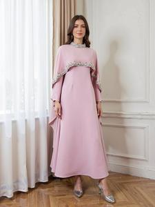 ชุดคาฟตันหรูหราแบบขายส่ง R-380 สำหรับผู้หญิง ชุดคลุมแบบหรูหรา ผ้าเรยอน อาบายะ ประดับคริสตัล สำหรับงานเลี้ยงตอนเย็นในเดือนรอมฎอนและวันอีด - Product Image 4