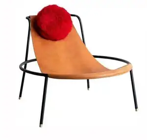 독특한 디자인 가죽 패브릭 금속 프레임 포스트 모던 호텔 거실 사무실 가구 악센트 안락 의자