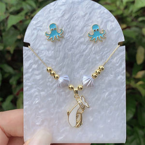 Toptan takı Vintage stil klasik tarzı denizanası yunus kaplumbağa bakır zirkon 18K altın kaplama kutu zinciri takı seti - Product Image 3