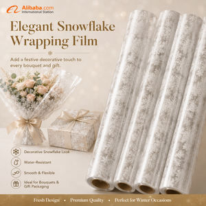 Papel de Regalo Elegante con Diseño de Copos de Nieve, Patrón Floral Personalizado, Impresión en Tinta, Película OPP Impermeable - Product Image 4