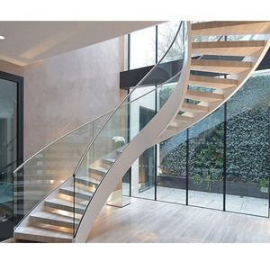 Diseño de <span class=keywords><strong>Escalera</strong></span> Interior de Lujo para Villa de Alta Calidad, <span class=keywords><strong>Escalera</strong></span> de Vidrio Curvo, Precios de Escaleras en Espiral - Product Image 4