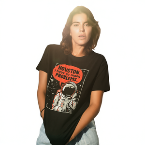 Camiseta Houston I Have So Many Problems, camiseta gráfica negra unisex con diseño de astronauta espacial - Product Image 2