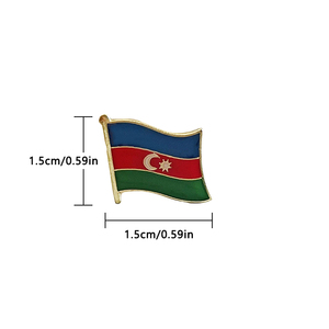 Bendera Nasional Azerbaijan Kristal Epoksi Logam Enamel Lencana Bros Koleksi Suvenir Pin Kerah Aksesoris - Product Image 3