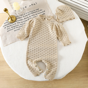 Nuevo Conjunto <span class=keywords><strong>de</strong></span> 2 Piezas para Bebés Recién Nacidos, Niños y Niñas, <span class=keywords><strong>Mono</strong></span> Tejido con Gorro, Ropa Casual para Bebés, Suave y Transpirable - Product Image 3