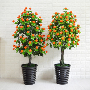 QSLHFH-1115ขายส่งตกแต่งห้องนั่งเล่นกระถางต้นไม้เทียมสีส้ม - Product Image 2