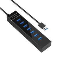 Hub USB 3.0 de 7 Puertos, Super Velocidad, Transferencia de Datos de 5 Gbps, con Cable de 0.3 m para Computadora Portátil, PC, Impresora, Escáner, Disco Duro Externo, en Existencia