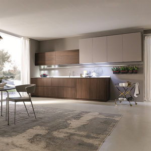 Meubles de cuisine carrés blancs modernes minimalistes très demandés avec éclairage LED, comptoir en marbre/acrylique et portes en verre - Product Image 1