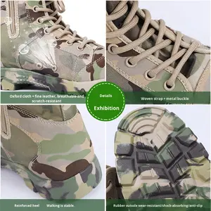 Bottes de combat de grande taille avec fermeture à glissière latérale bottes tactiques ultra-légères et respirantes pour hommes chaussures d'entraînement à semelle extérieure en caoutchouc pour l'extérieur - Product Image 4