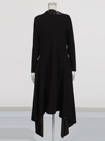 AELESEEN Robe longue élégante mi-longue style européen et américain, col montant, taille haute, coupe ample, pour femme de bureau, nouvelle collection 2025, plissée irrégulière