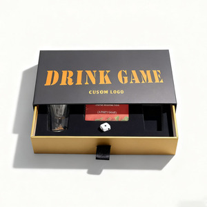 Caja de lujo negra con cajones <span class=keywords><strong>para</strong></span> <span class=keywords><strong>juegos</strong></span> de cartas de fiesta <span class=keywords><strong>para</strong></span> adultos con vasos de chupito y dados - Product Image 1