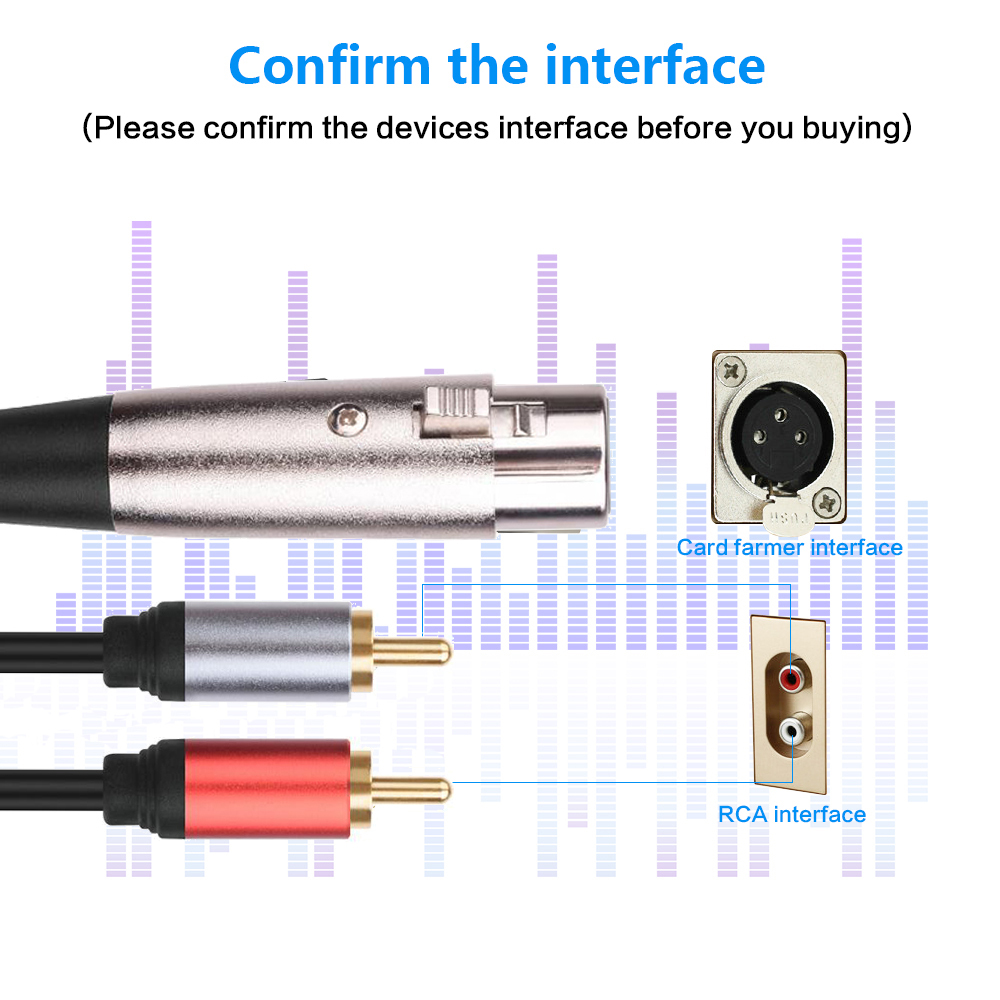 2 RCA a XLR 3 Pin hembra Hifi Cable de micrófono amplificador consola XLR Dual RCA Cable blindado