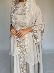 Sharut Abaya Factory OEM/ODM Dubai Abaya Luxury Ramadan <b>EID</b> Islamic Muslim Women <b>Dress</b> Modest Kimono Embroidery Lace Abaya <b>Dress</b> - Product Image 4