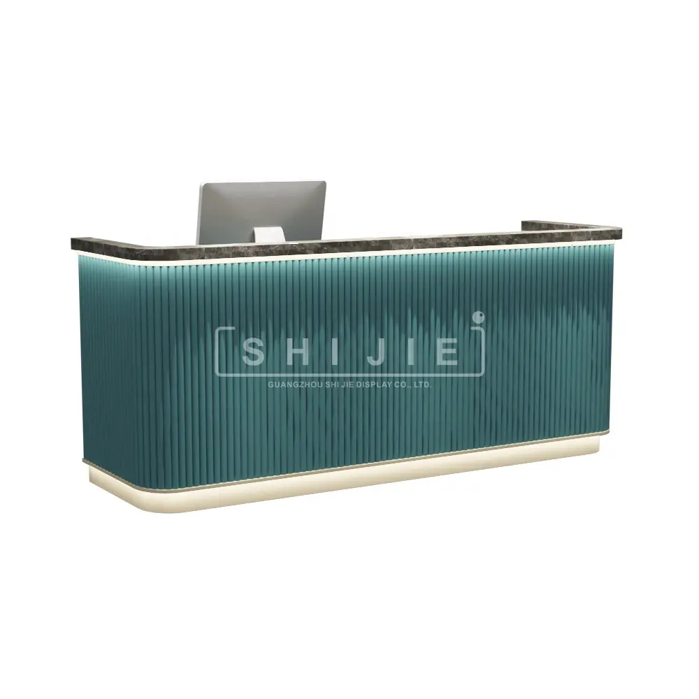 SHIJIE Top Quality Custom Made Size LED Spa Front Desk Reception Counter Beauty Salon Design Custom Reception Desk