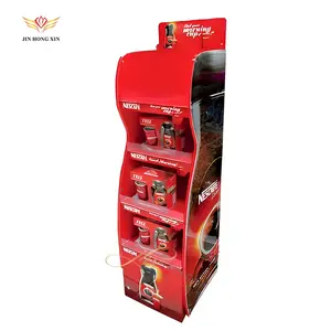 Custom made merchandising floor standing for holding / metal snacks flooring display shelf