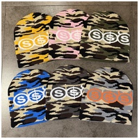 Casquette d'hiver unisexe personnalisée, design de bonnet en acrylique tricoté, style streetwear, jacquard camouflage, broderie logo, motif camouflage