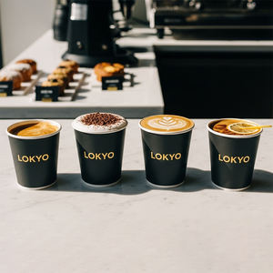 Loko 10oz <span class=keywords><strong>12oz</strong></span> टेकवे इको फ्रेंडली कप डबल दीवार कस्टम लोगो सोने के साथ गर्म मुद्रांकन कागज कॉफी कप - Product Image 2