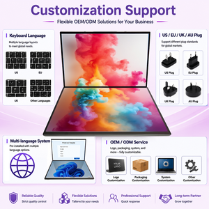 Nouvel ordinateur portable à double écran en métal 16"+16" pouces, processeur Core I5 12450h, 16 Go de RAM, 1920x1200, 512 Go de SSD, Office, anglais, Win11, en stock Hfbook28/ds - Product Image 4