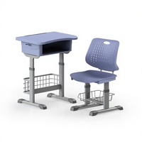 Chaise de bureau moderne et confortable à dossier simple avec accoudoirs pour mobilier scolaire de salle de classe primaire, structure en tube d'acier ovale, plastique