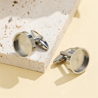 Base d'autocollant DIY en acier inoxydable, taille personnalisée, pour cabochon rond, diamètre 16 mm, profondeur 3 mm, pour attache de manchette à sertir