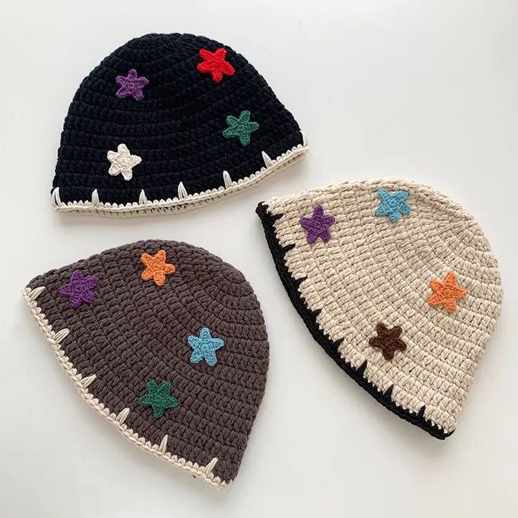 Lujo al por mayor diseñador personalizado Logotipo de alta calidad de ganchillo hombres mujeres de punto sombrero de cubo gorra a granel