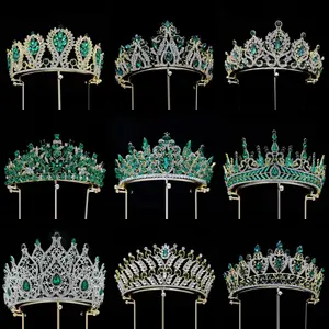 Luxury Crowns And Rhinestone Crowns And Green Crystal Bride Tiaras And Crowns For Women Birthday