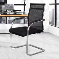 Chaise de bureau exécutive à dossier mi-haut en maille, base cantilever, ergonomique, pour visiteurs et conférences, accoudoirs fixes, design moderne en fer