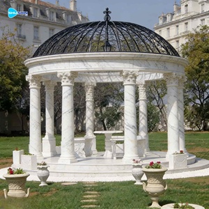 Gazebo <span class=keywords><strong>de</strong></span> Piedra para Jardín, Diseño Occidental, Escultura <span class=keywords><strong>de</strong></span> Mármol Natural Tallada a Mano, en Venta - Product Image 3