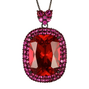 Collar con Colgante de Circonia Cúbica de Corte Ovalado, Latón Pulido de Primera Calidad, Joyería de Alta Calidad para Mujer, Regalo de Aniversario - Product Image 1