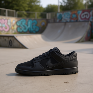 รองเท้าสเก็ตบอร์ด Nike Dunk Low Top หนังบุนวม ยูนิเซ็กส์ สีดำ - Product Image 2