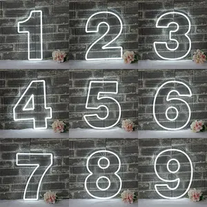 Acrylic Light Up rgb Neon Number Sign For Party Neon Lights Table Top For Wedding Decoration